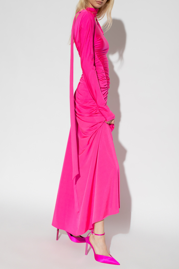 関税込■Victoria Beckham■Ruched シルクシフォンマキシドレス Victoria Beckham Ruched Maxi Dress | Orange | FARFETCH